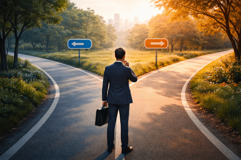 判断フローチャート。どっちを優先するか迷っているビジネスパーソン