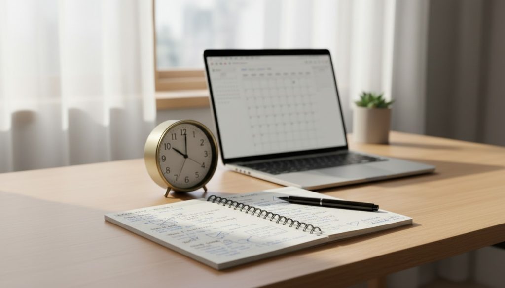 転職に向けた学習計画をイメージしたデスクの写真