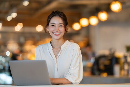 パソコンで作業する女性